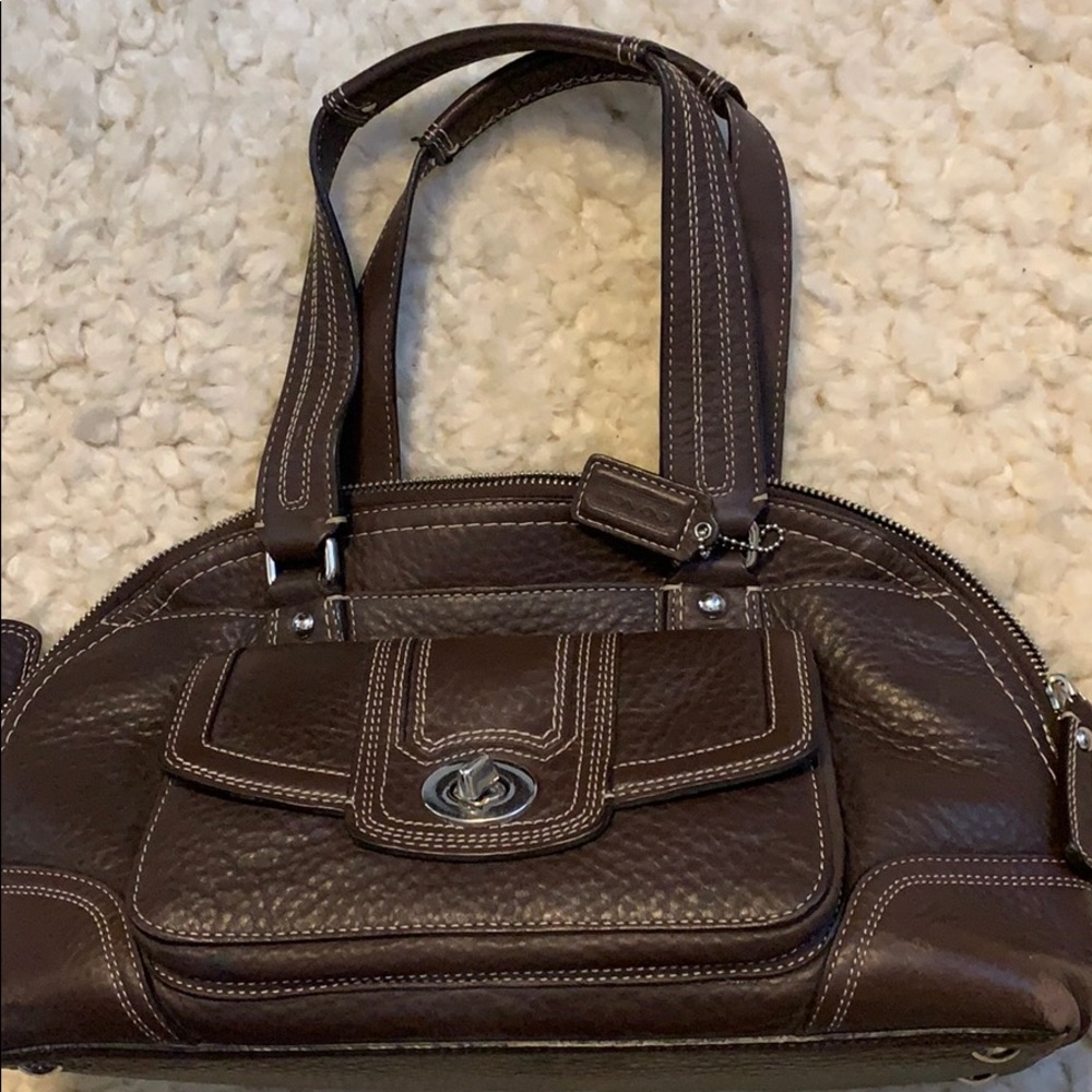 Authentic coach bowling bag style leather purse